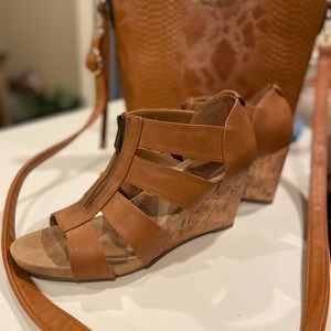 Style&Co Wedge Sandals with Cork Heels - Size10B - Camel Color